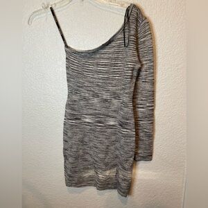 bebe Gray One-Shoulder Mini Dress Y2K baddie